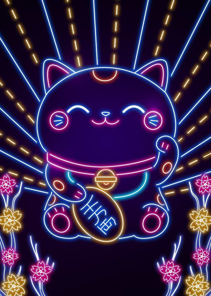 Neon Maneki Neko