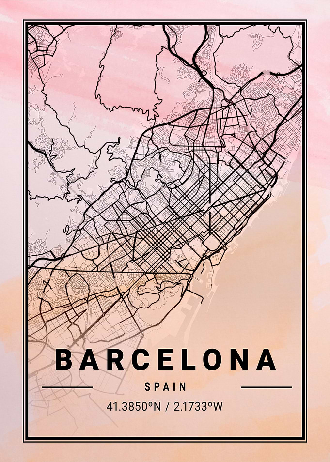 Barcelona City Map Spain