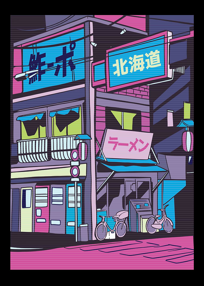Japan urban vaporwave 90s
