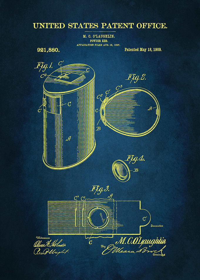 45 Gun Powder Keg Patent