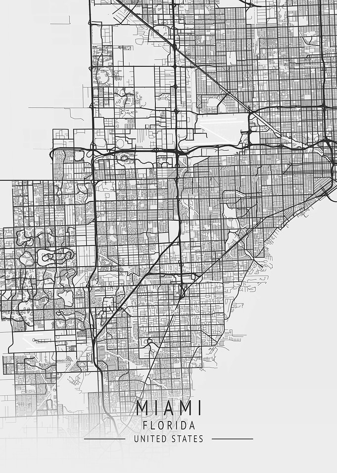 Miami City Map Florida USA