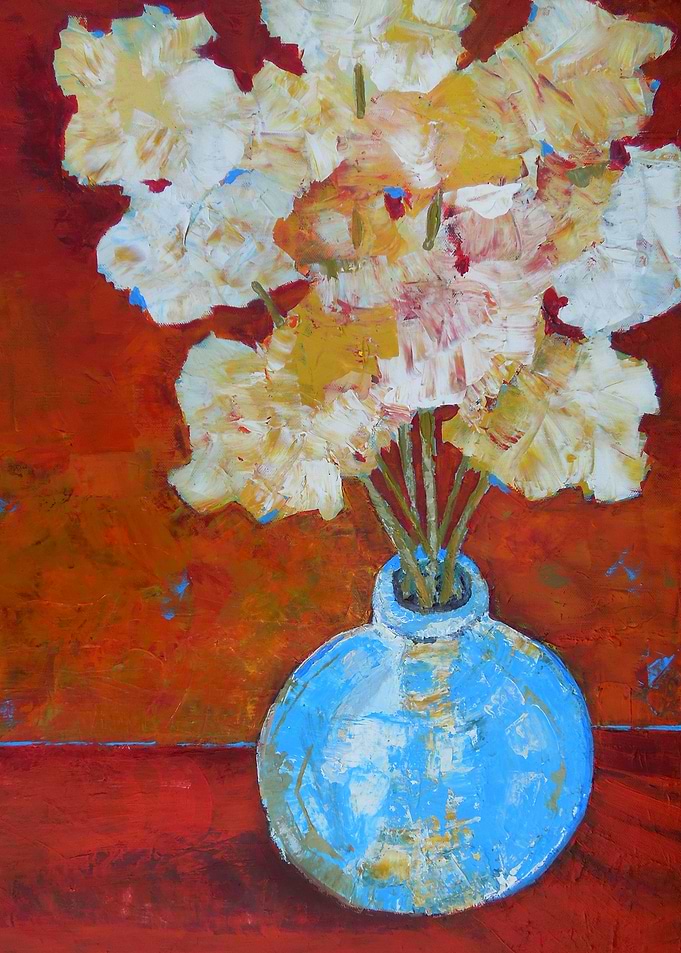 Flowers in Blue Vase
