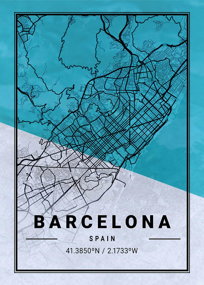 Barcelona City Map Spain