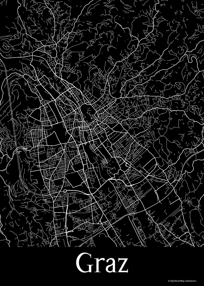 Graz Austria Black Map