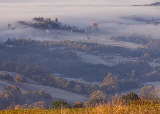 Autumn foggy mountains