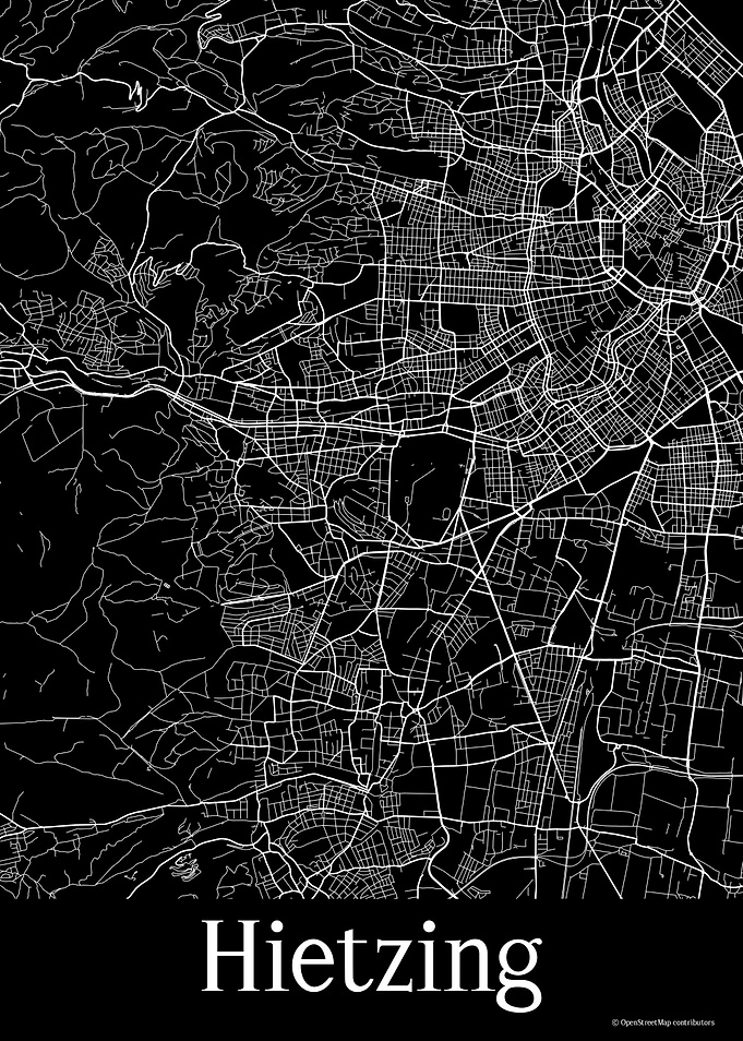 Hietzing Austria Black Map