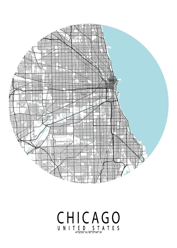 Chicago City Map Circle