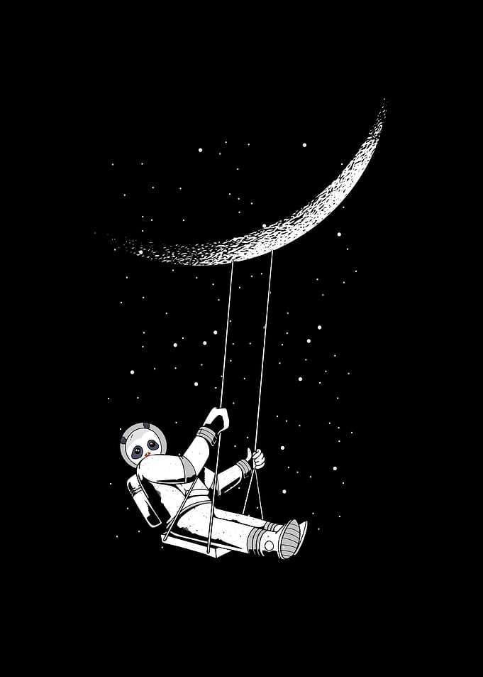 Moon swinging panda