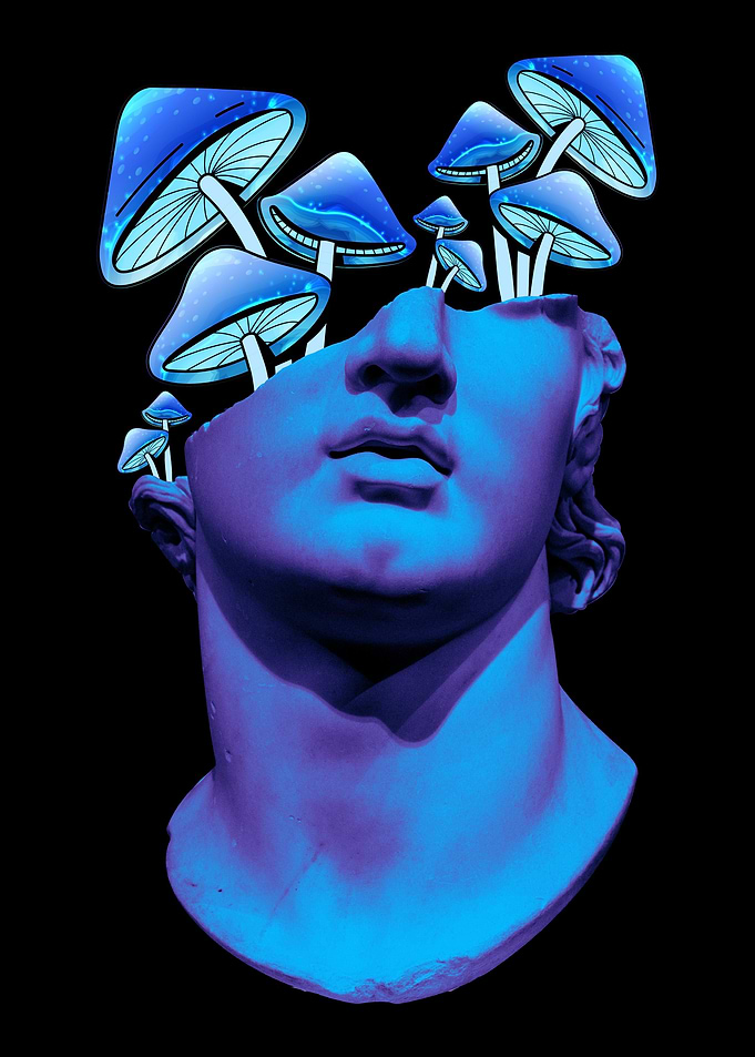 Mushroom Vaporwave Statue