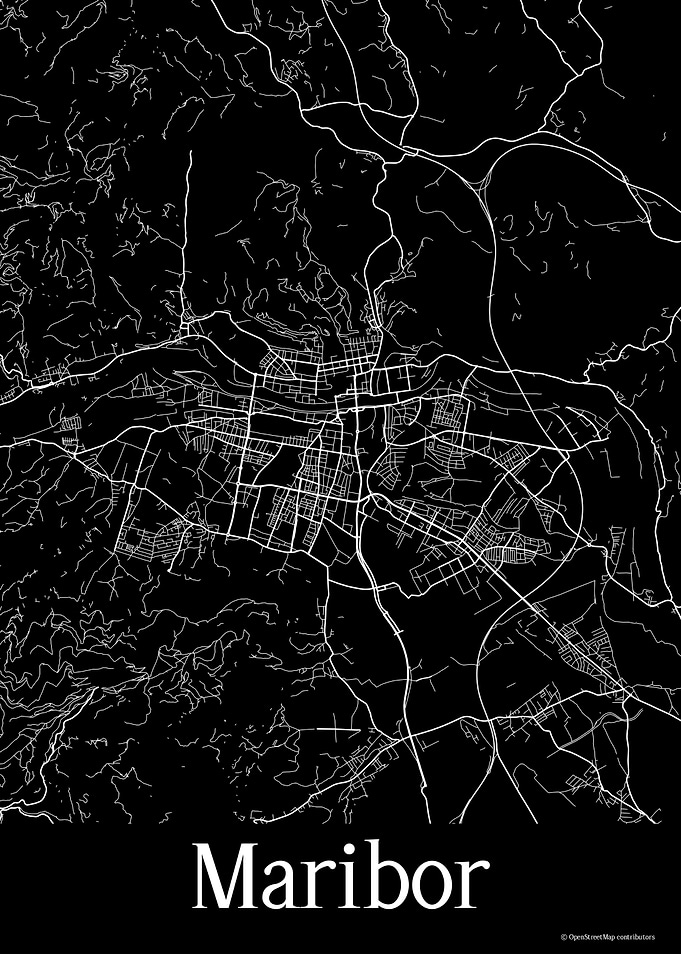 Maribor Slovenia Black Map