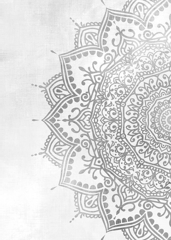 Gray Boho Mandala no 38b