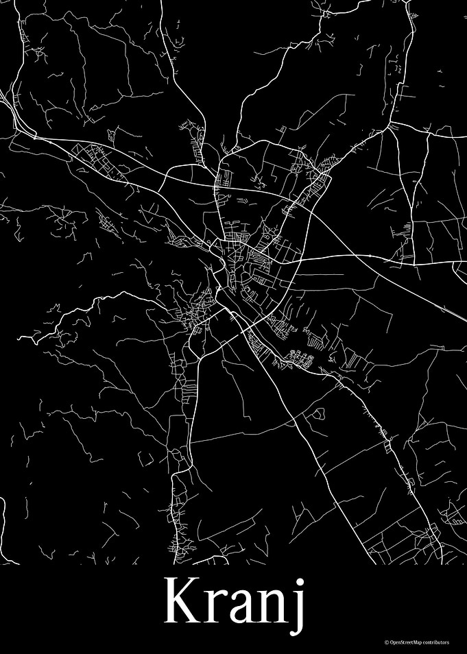 Kranj Slovenia Black Map