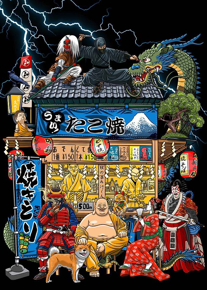 Japanese food street stall
