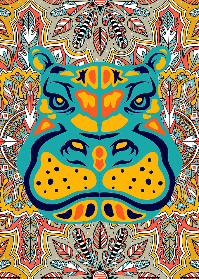 Vibrant Colorful Hippo