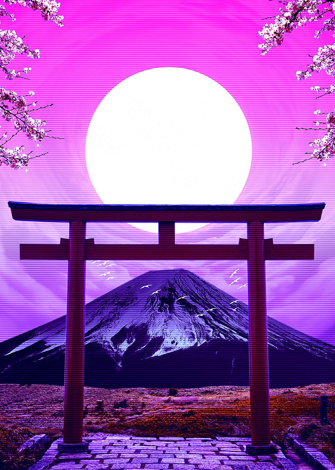 japanese synthwave nature