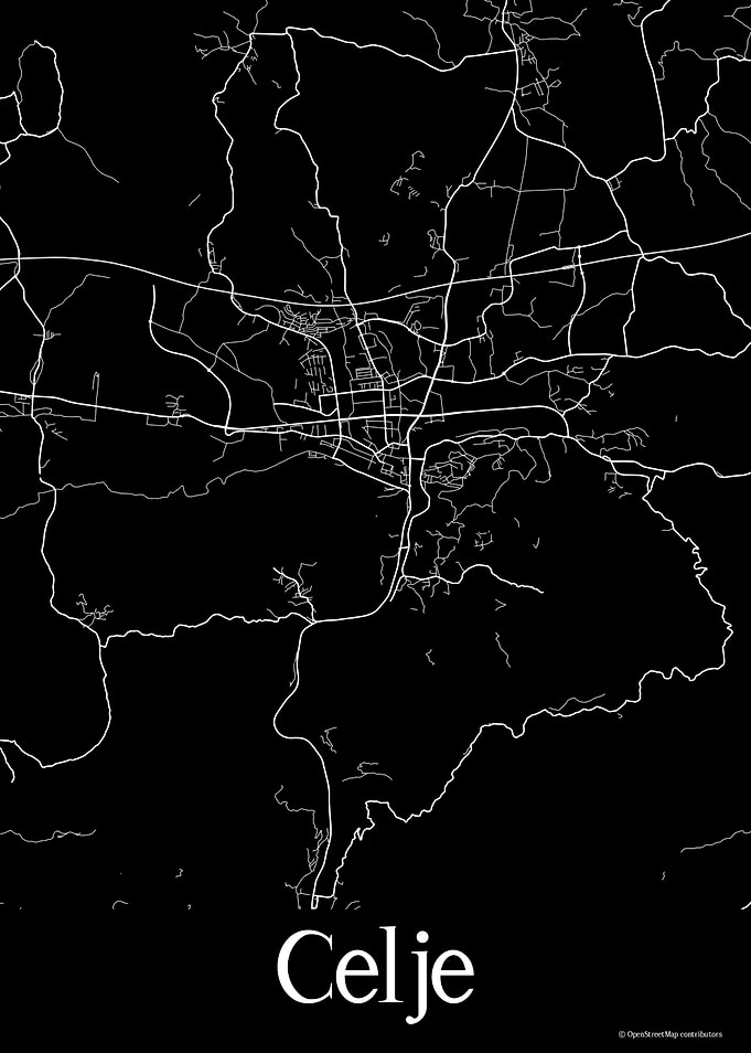Celje Slovenia Black Map