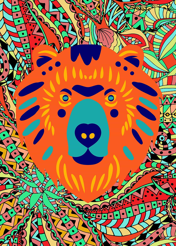 Vibrant Colorful Bear