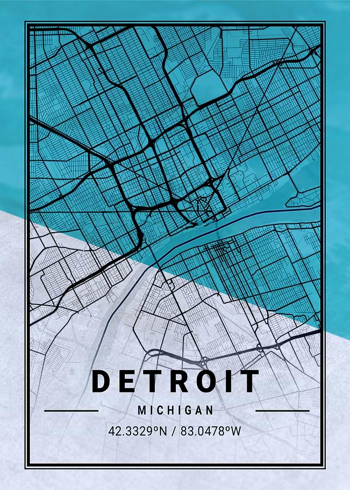 Detroit City Map USA