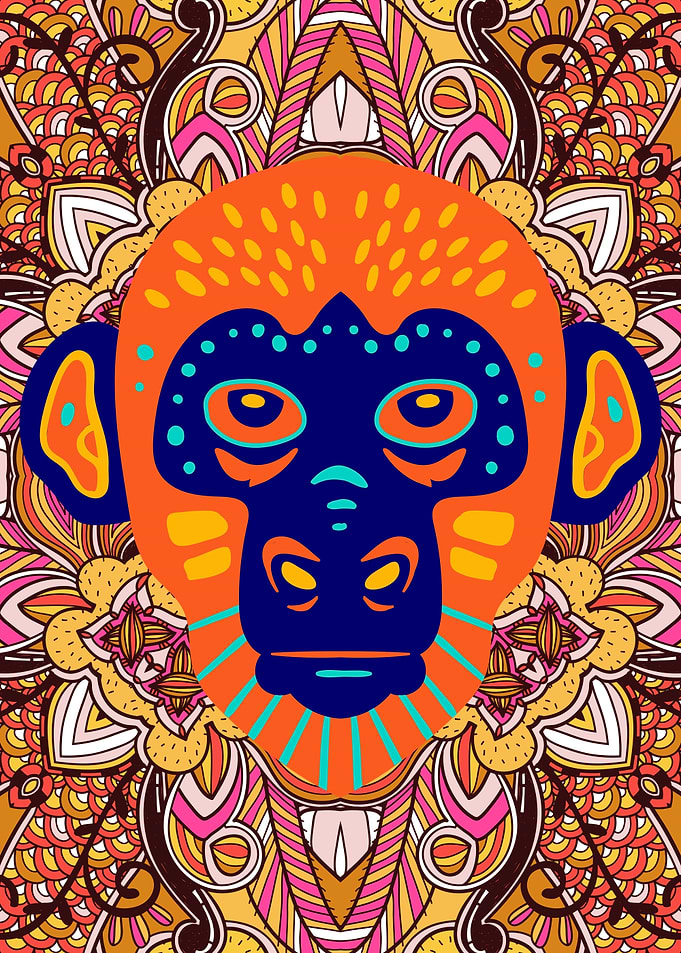 Vibrant Colorful Monkey