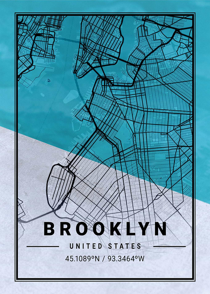 New York Brooklyn Map USA