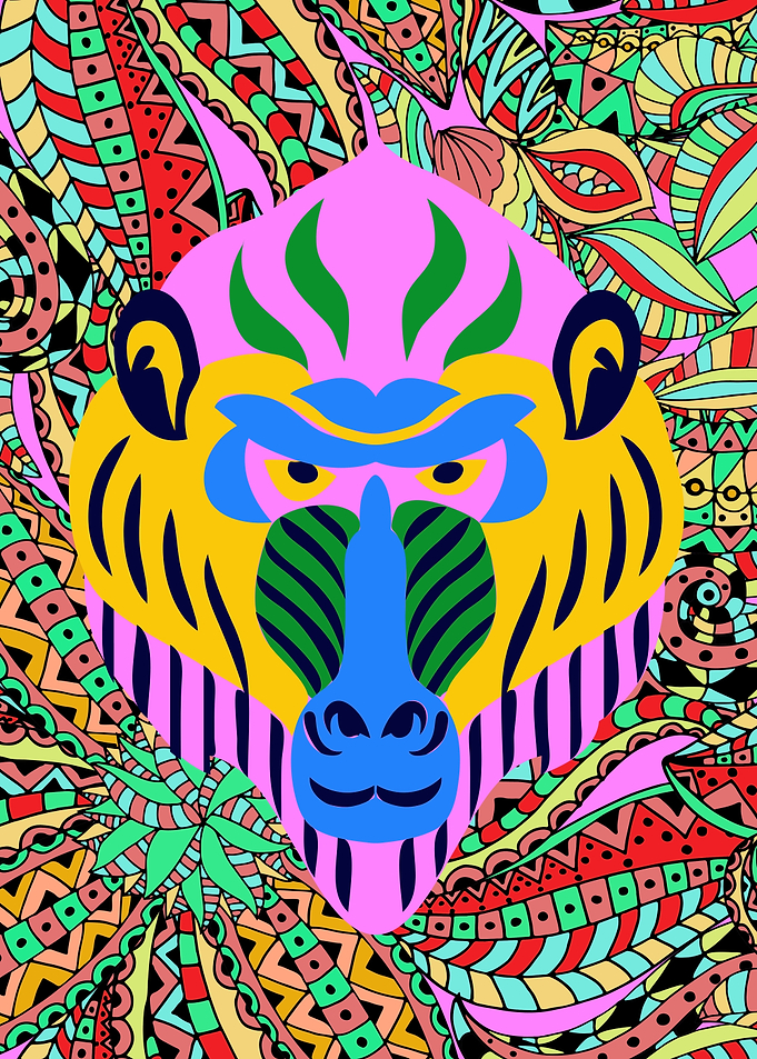 Vibrant Colorful Baboon