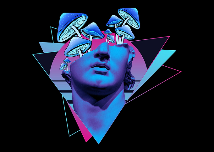 Mushroom Vaporwave Statue