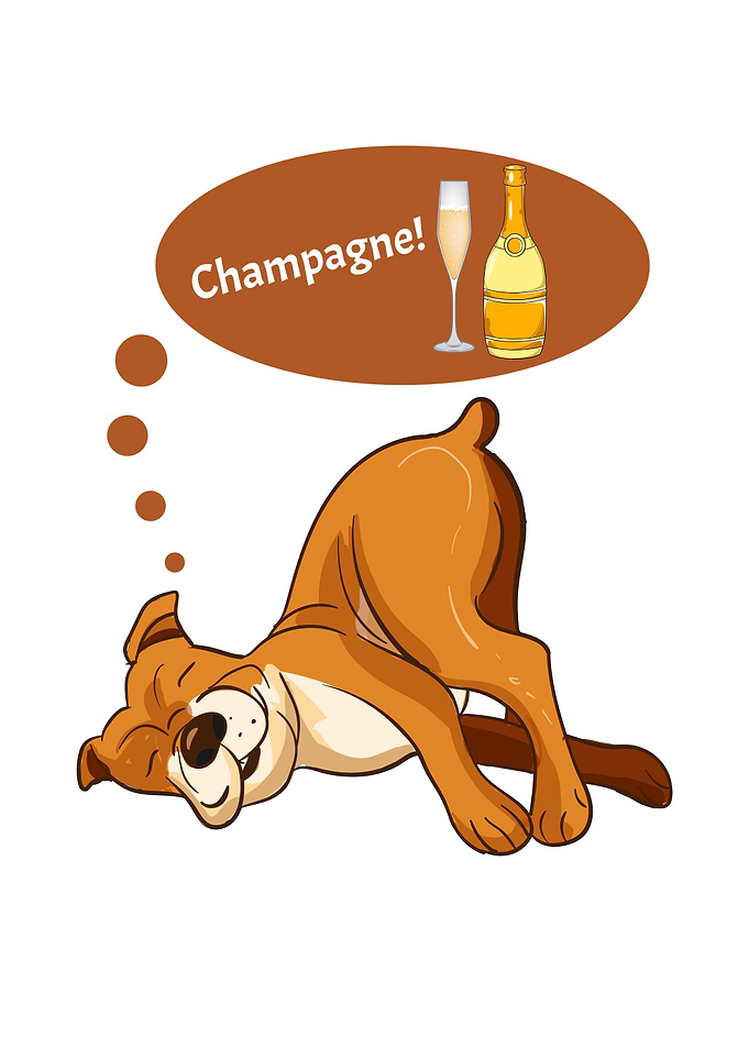 Cute Dog Champagne Lover