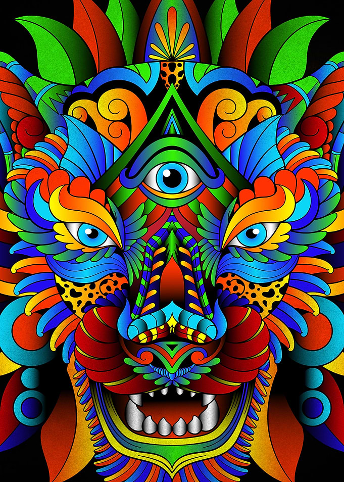 jaguar colorful aztec
