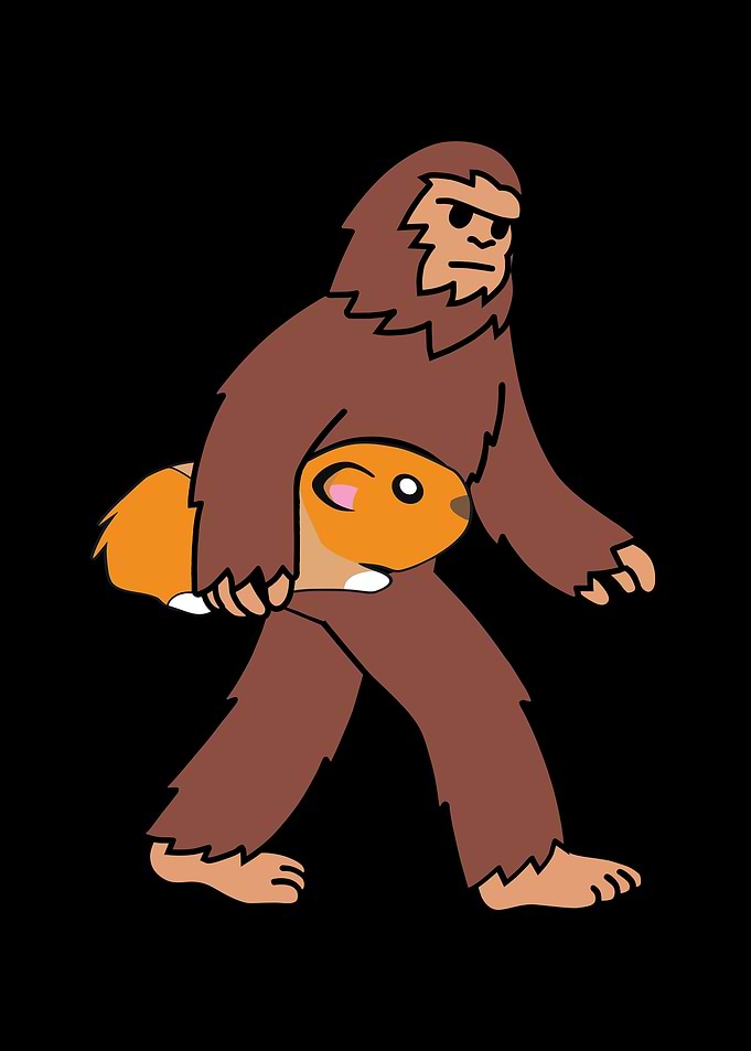Bigfoot holding a hamster