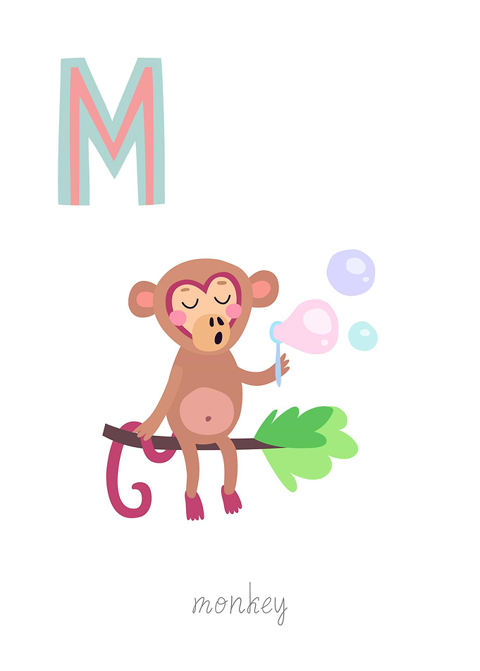 Animal Alphabet M Monkey