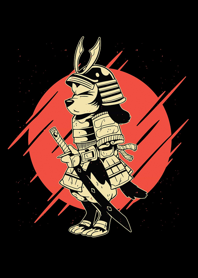 Samurai dog in moon