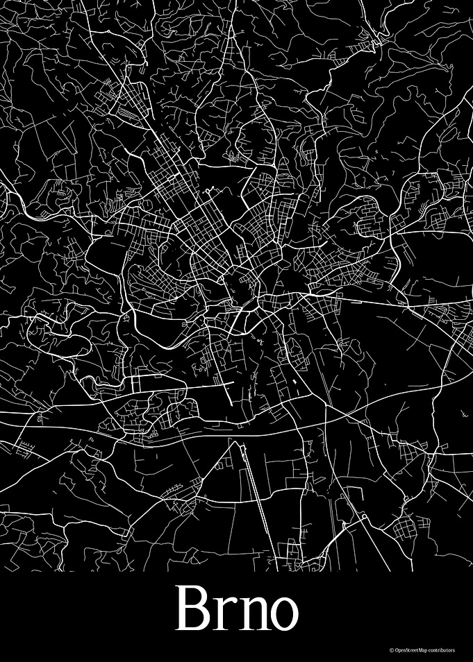 Brno Czechia Black Map