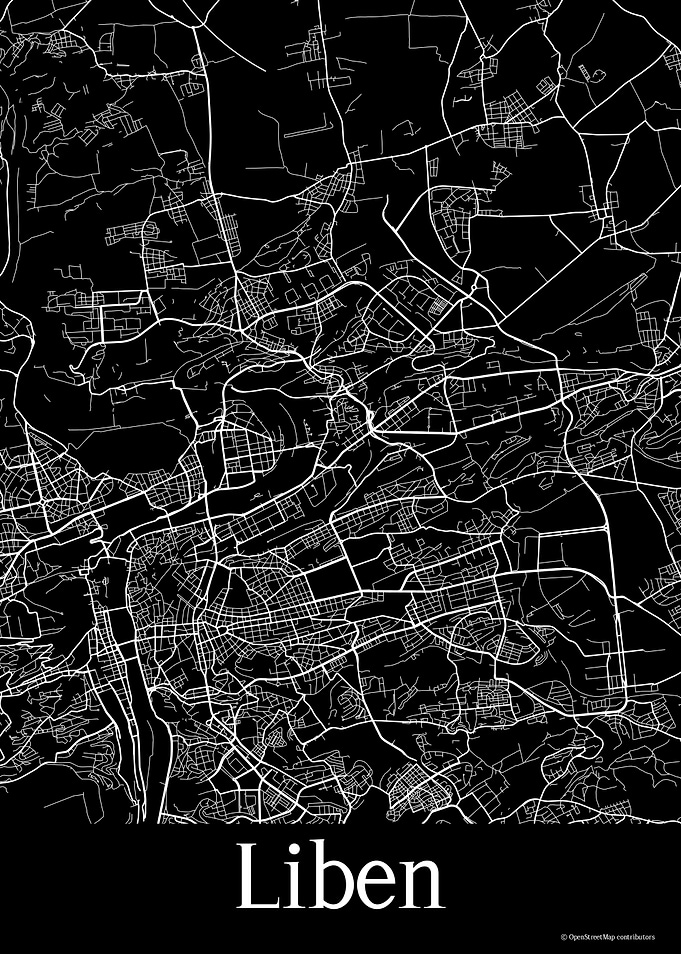 Liben Czechia Black Map