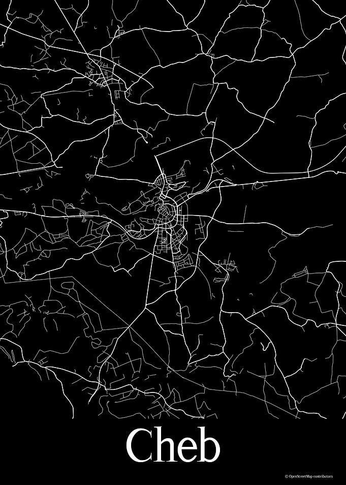 Cheb Czechia Black Map