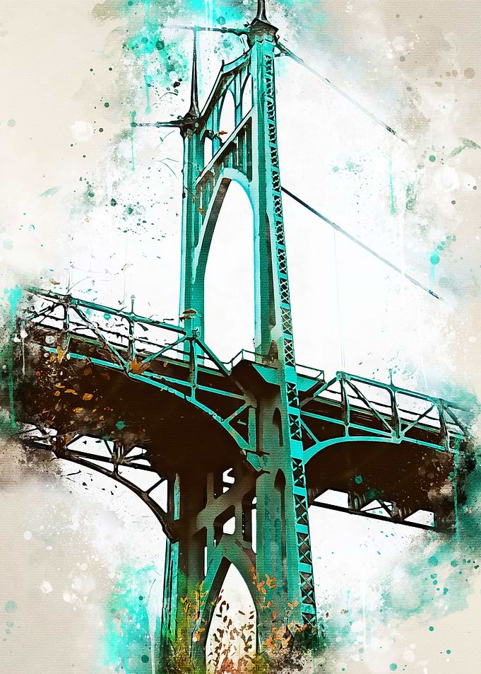 Portland Bridge Watercolor