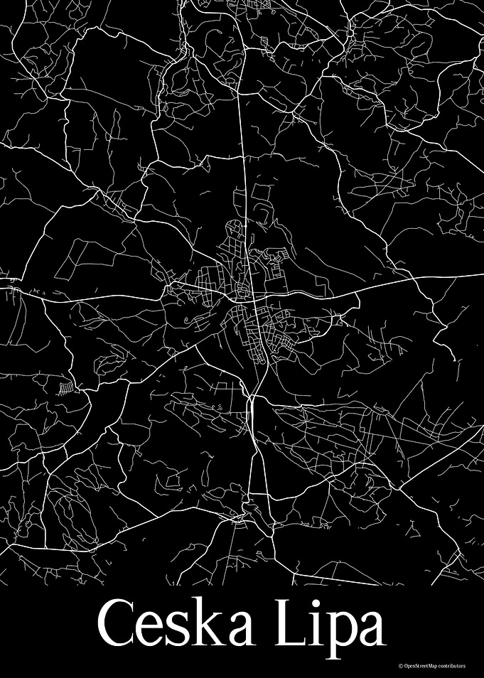 Ceska Lipa Black Map