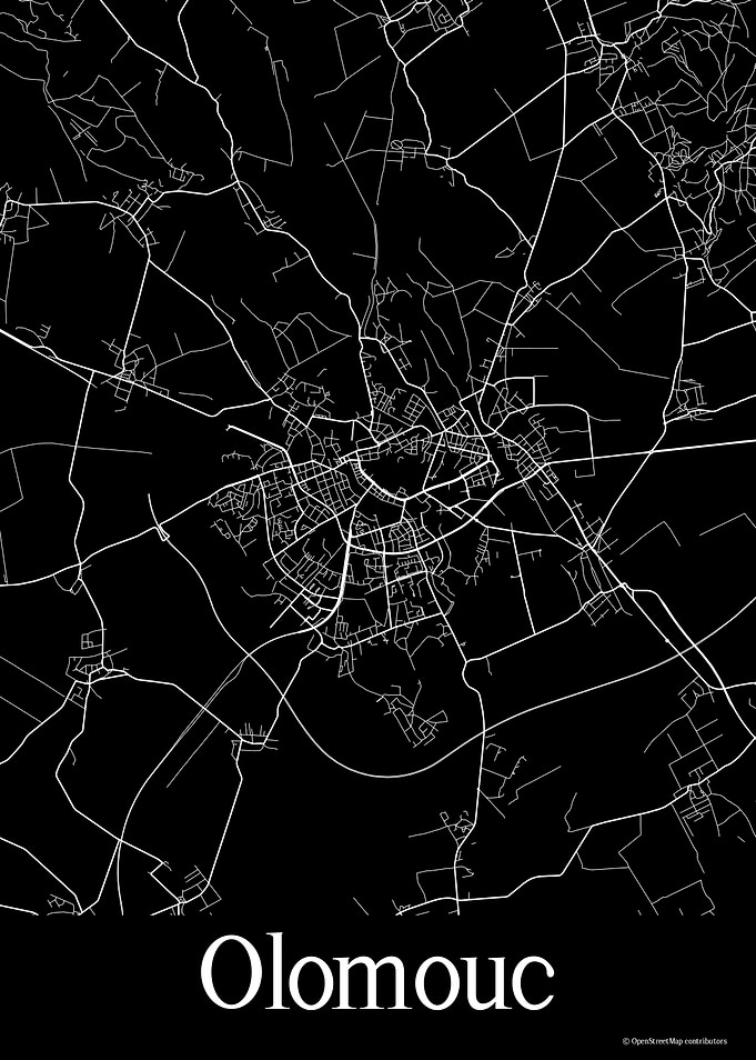 Olomouc Czechia Black Map