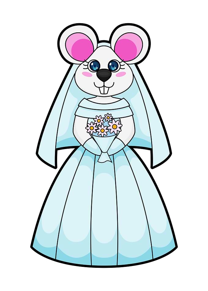 Mouse Bride Bunch Flowers