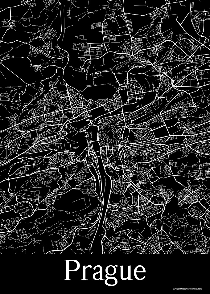 Prague Czechia Black Map
