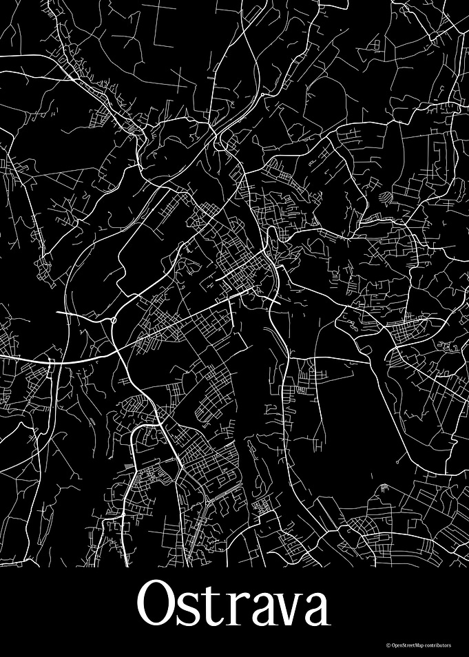 Ostrava Czechia Black Map