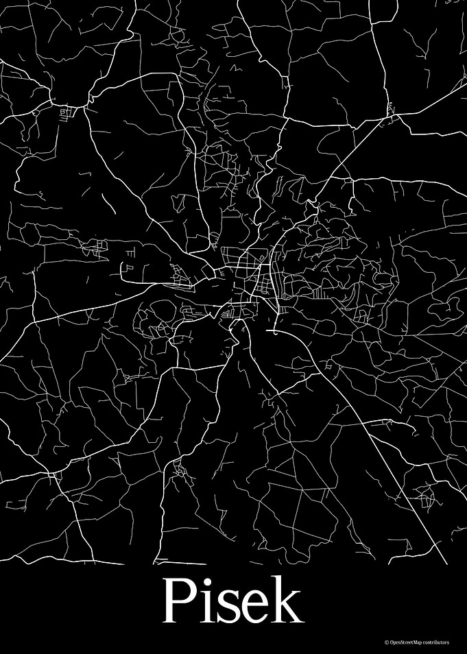 Pisek Czechia Black Map