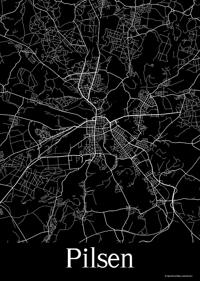 Pilsen Czechia Black Map
