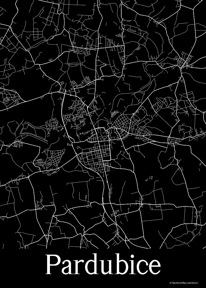 Pardubice Black Map