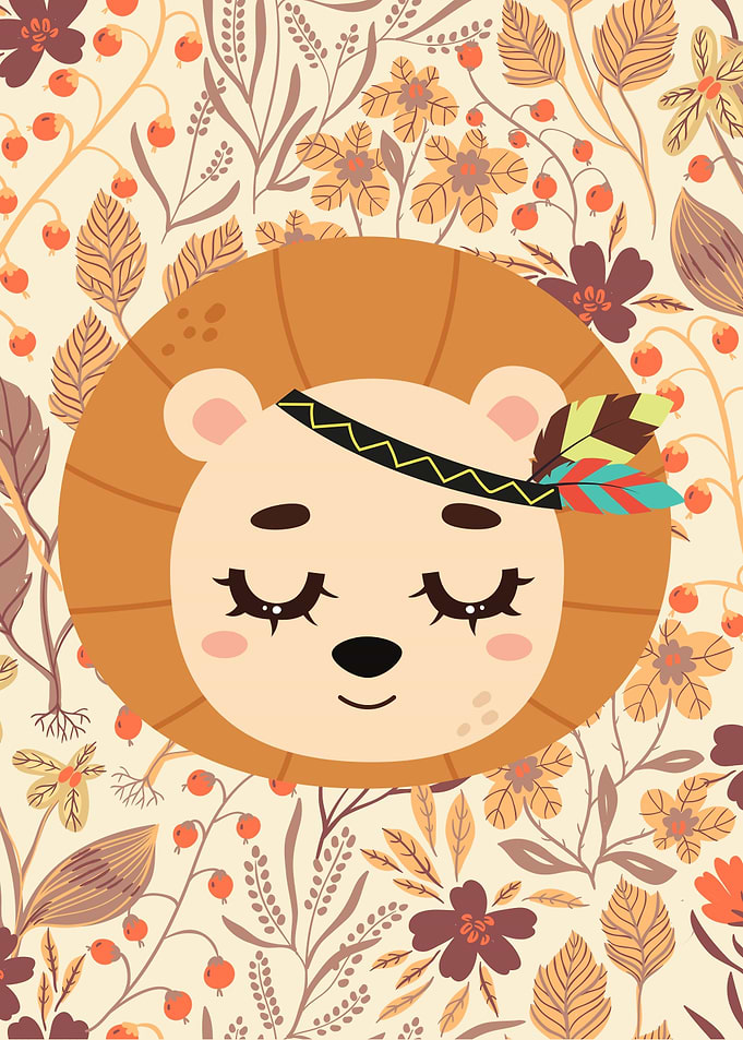 Cute Floral Lion