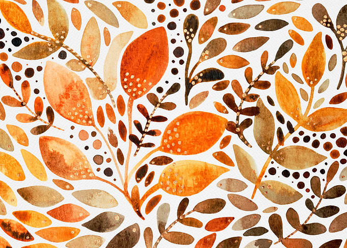 Watercolor autumn leaves
