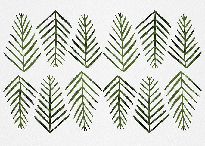 Watercolor pine trees