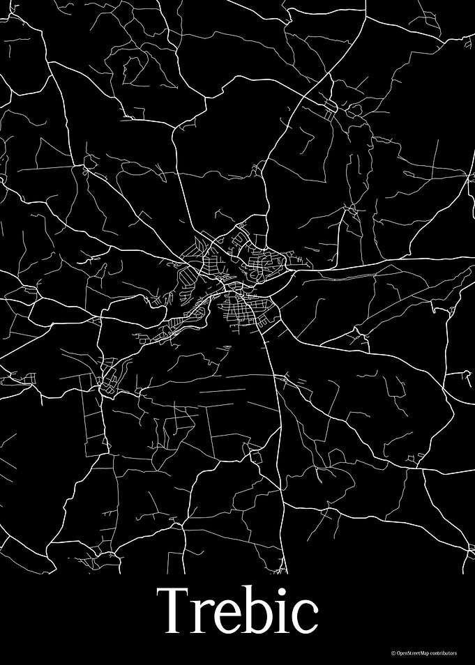 Trebic Czechia Black Map