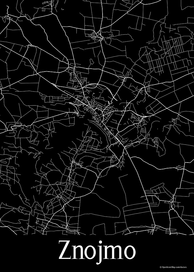 Znojmo Czechia Black Map