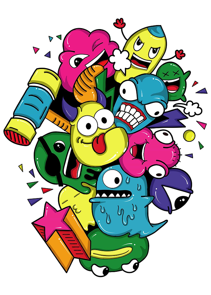 colorful doodle monster