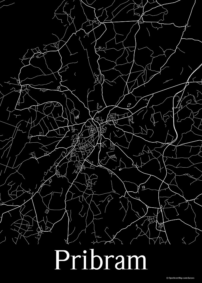 Pribram Czechia Black Map